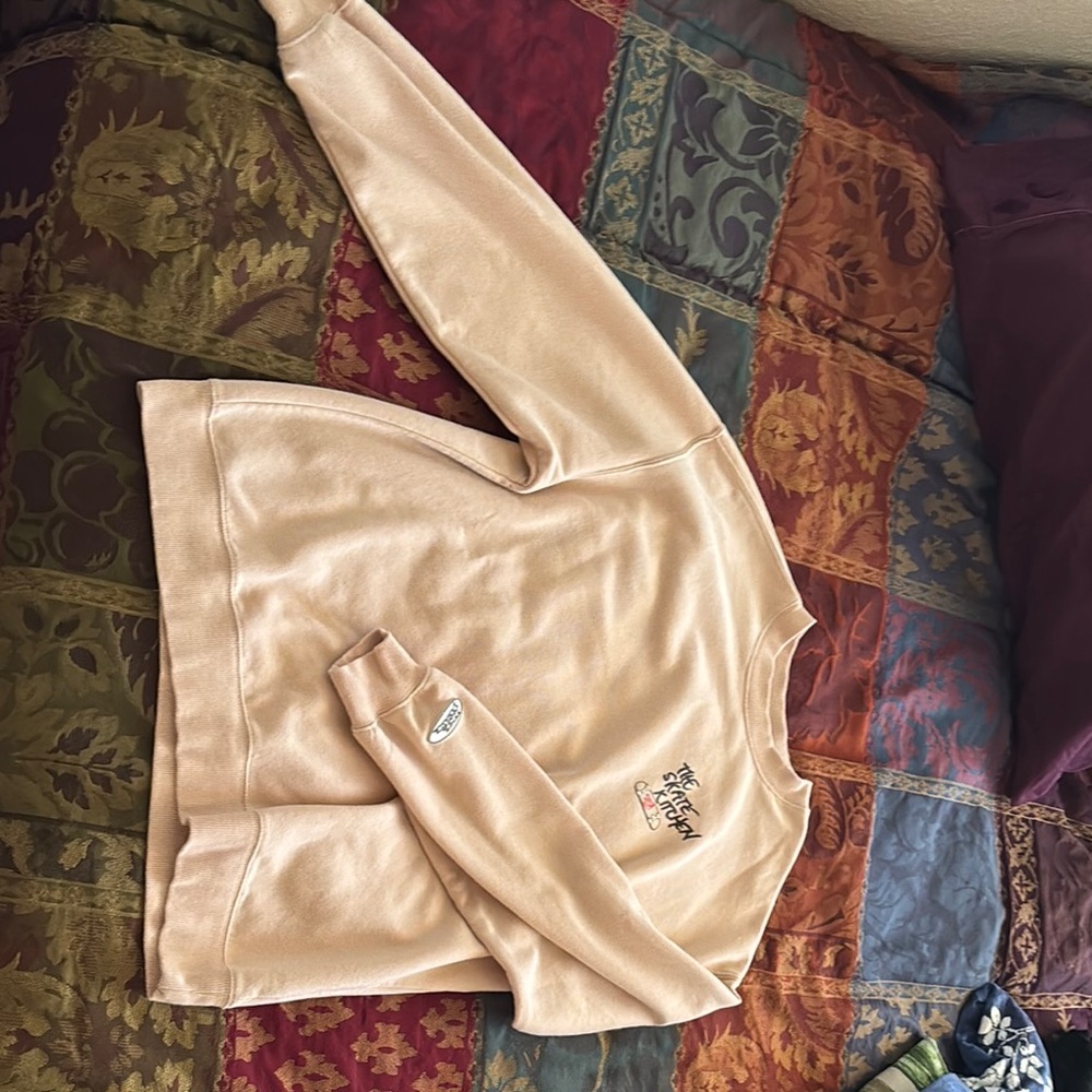 Beige Crewneck Sweatshirt with Embroidery